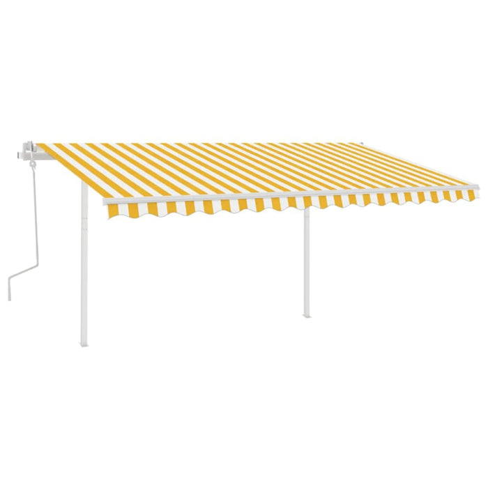 Tenda da Sole Retrattile Manuale con Pali 4x3,5 m Gialla Bianca cod mxl 41241