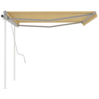 Tenda da Sole Retrattile Manuale con Pali 4x3,5 m Gialla Bianca cod mxl 41241