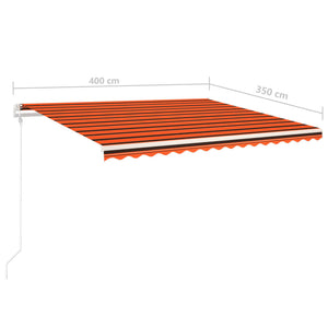 Tenda da Sole Retrattile Manuale Pali 4x3,5 m Arancio Marrone