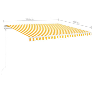 Tenda da Sole Retrattile Manuale con LED 4x3,5 m Gialla Bianca 3070023