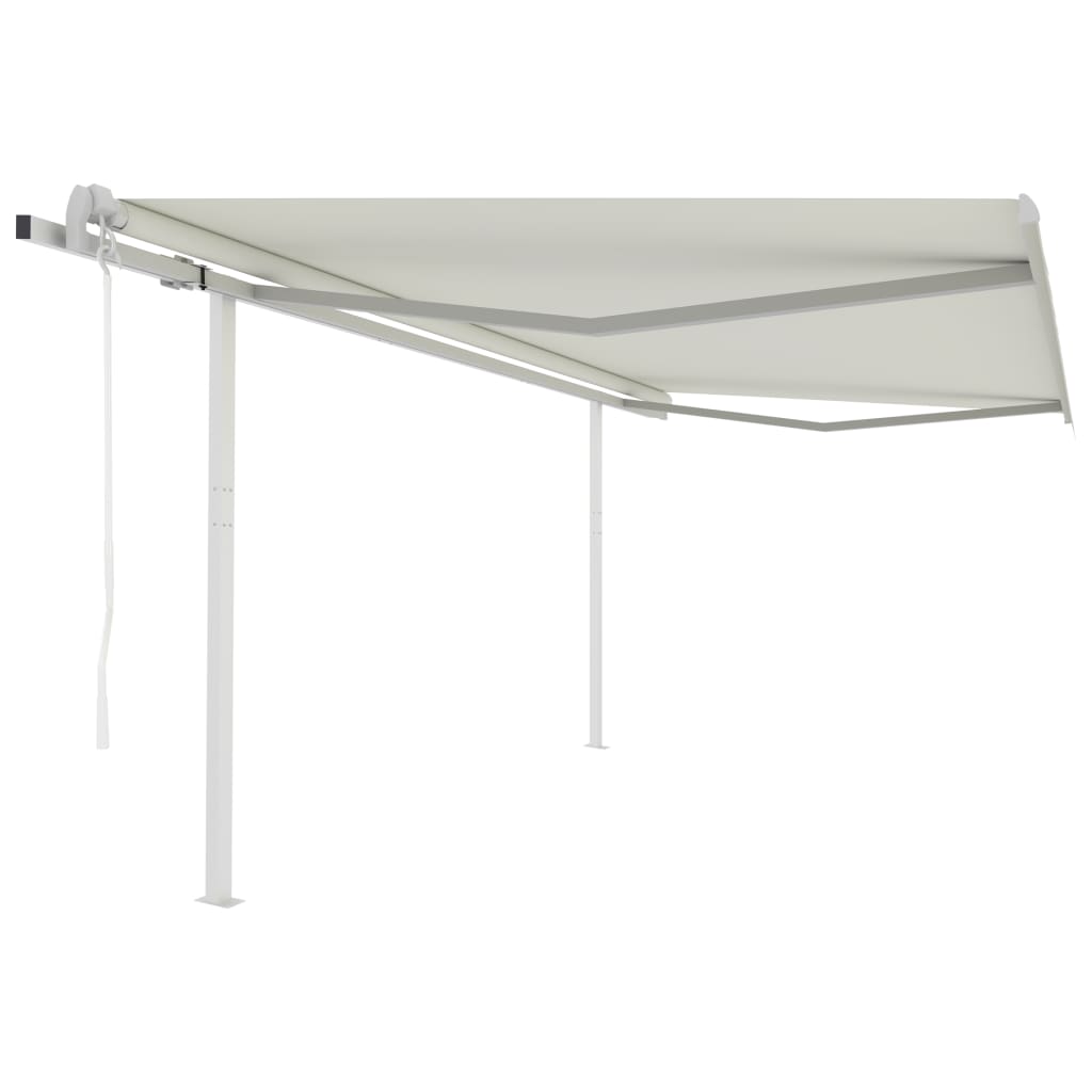 Tenda da Sole Retrattile Automatica con Pali 4x3,5 m Crema 3070027