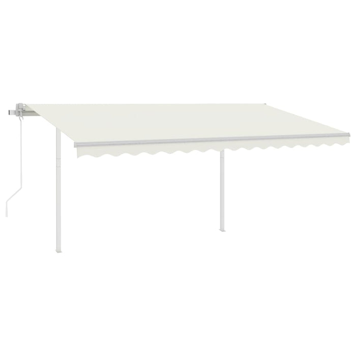 Tenda da Sole Retrattile Automatica con Pali 4x3,5 m Crema 3070027