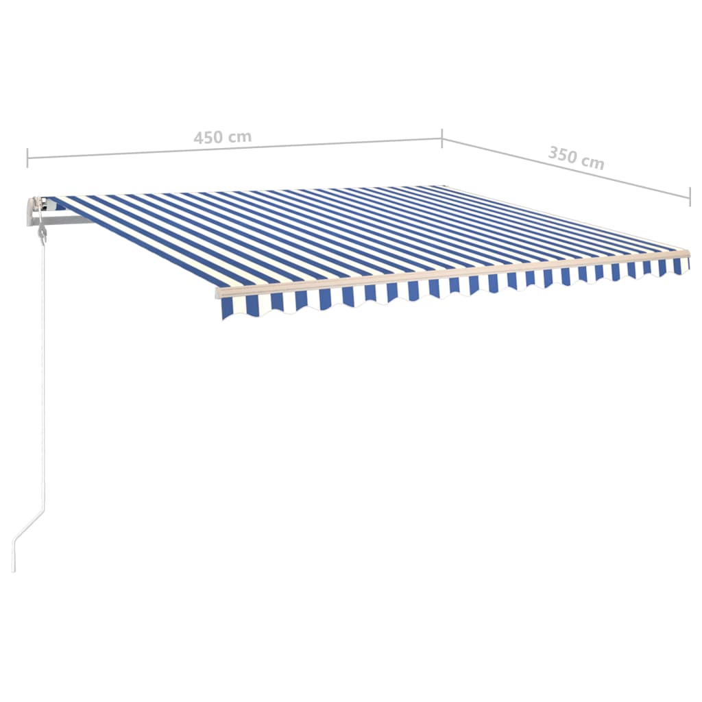 Tenda da Sole Retrattile Manuale con Pali 4,5x3,5 m Blu e Bianca cod mxl 43769