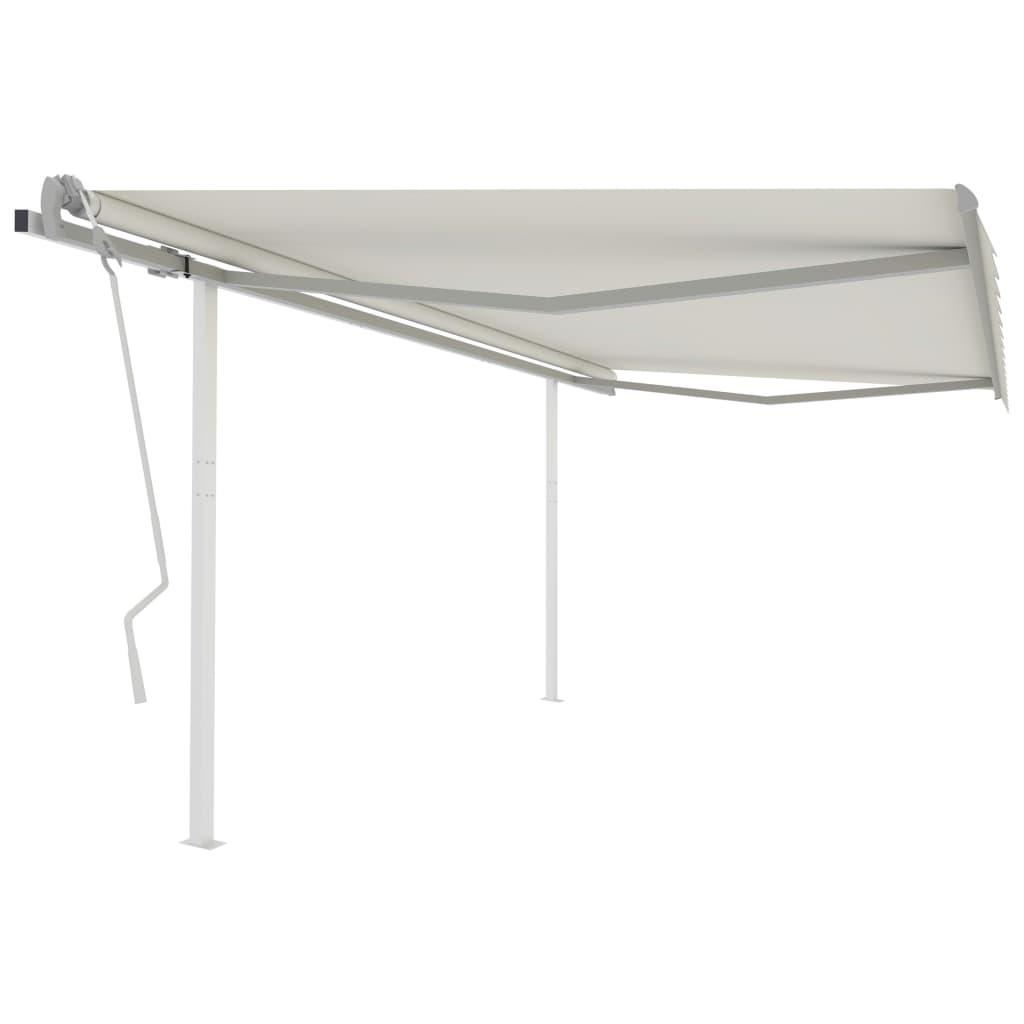 Tenda da Sole Retrattile Manuale con Pali 4,5x3,5 m Crema cod mxl 58520