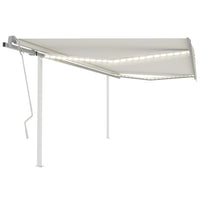 Tenda da Sole Retrattile Manuale con LED 4,5x3,5 m Crema cod mxl 56846