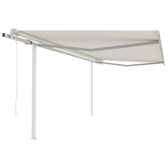 Tenda da Sole Retrattile Manuale con Pali 4,5x3,5 m Crema cod mxl 55253