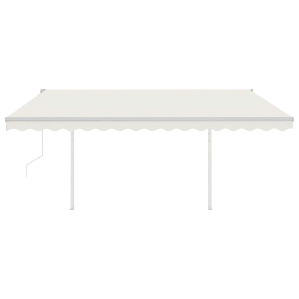 Tenda da Sole Retrattile Manuale con Pali 4,5x3,5 m Crema 3070047