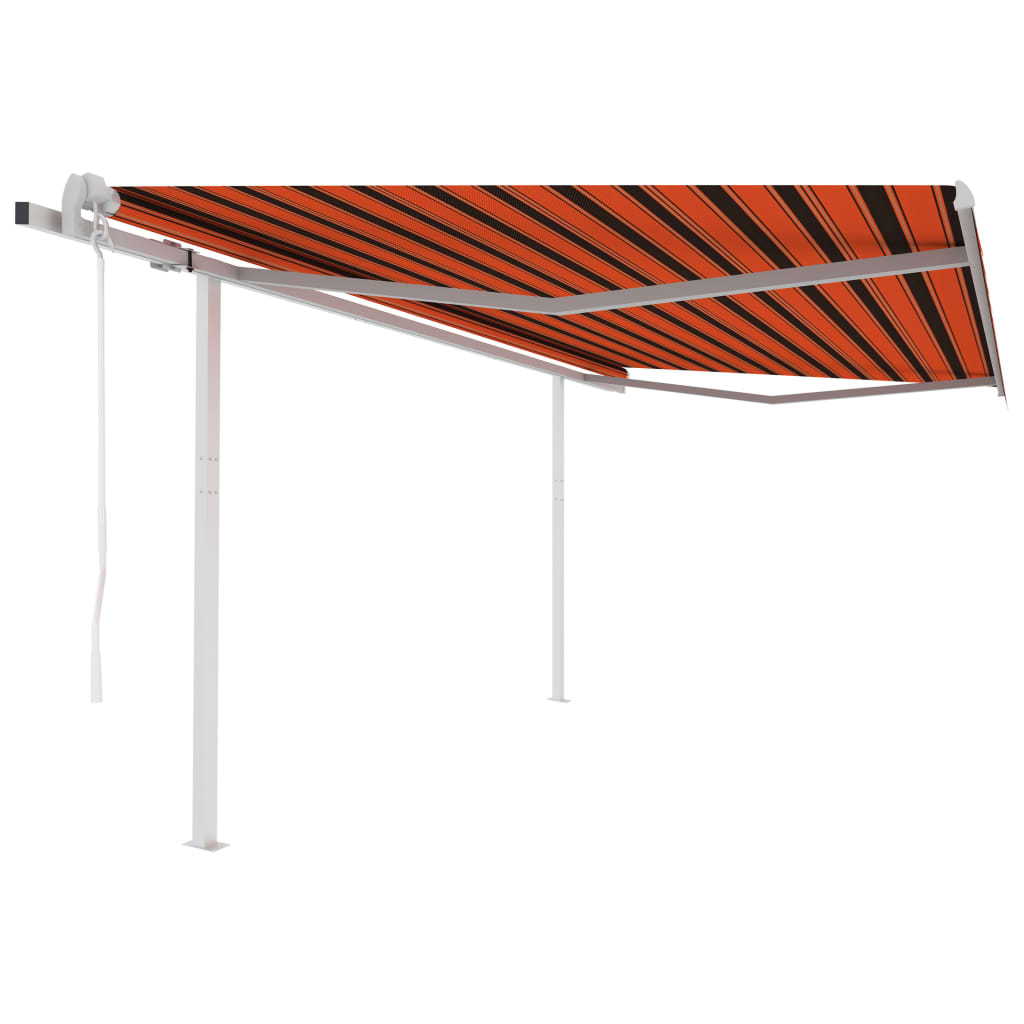 Tenda Retrattile Automatica con Pali 4,5x3,5 m Arancio Marrone cod mxl 68341