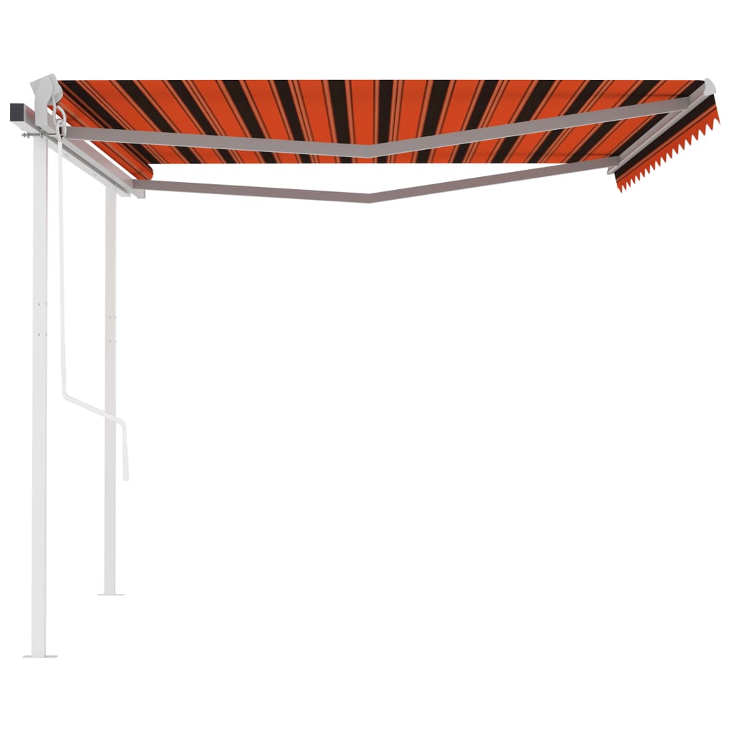 Tenda Retrattile Automatica con Pali 4,5x3,5 m Arancio Marrone cod mxl 68341