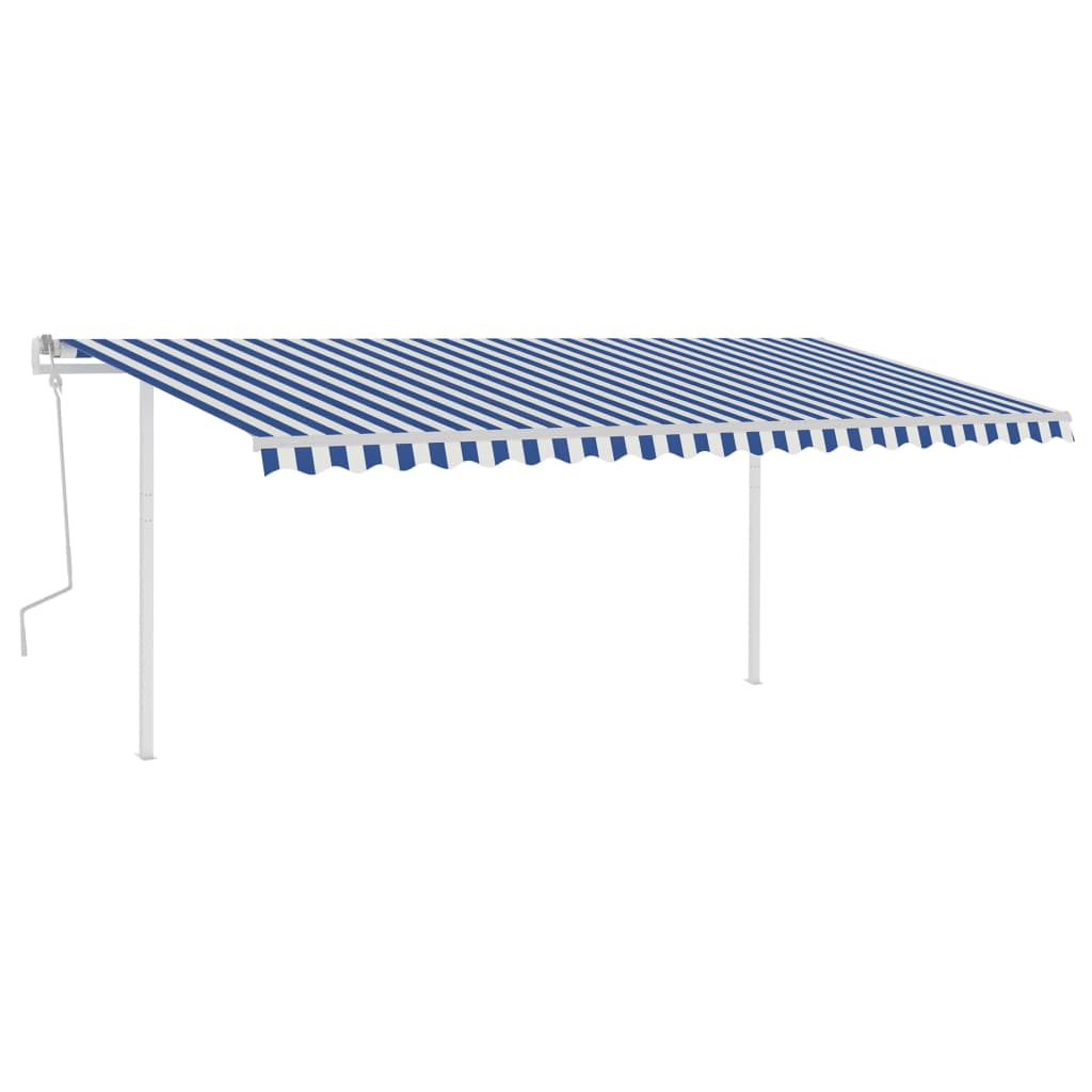 Tenda da Sole Retrattile Manuale con Pali 5x3,5 m Blu e Bianca cod mxl 43714