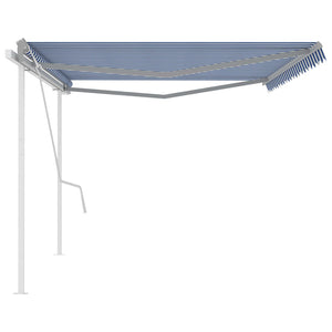 Tenda da Sole Retrattile Manuale con Pali 5x3,5 m Blu e Bianca cod mxl 43714