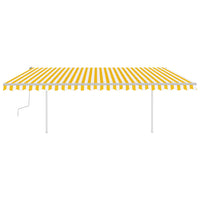 Tenda da Sole Retrattile Manuale con Pali 5x3,5 m Gialla Bianca cod mxl 43728