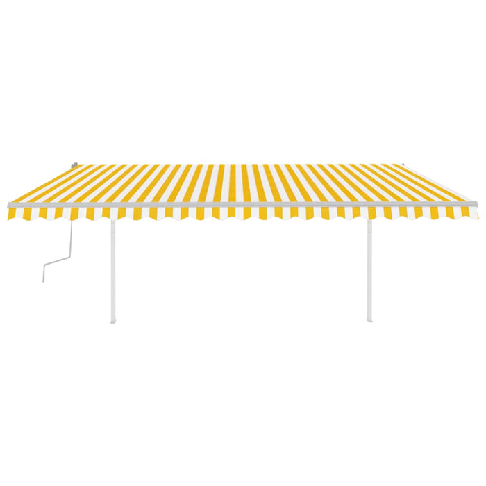 Tenda da Sole Retrattile Manuale con Pali 5x3,5 m Gialla Bianca cod mxl 43728