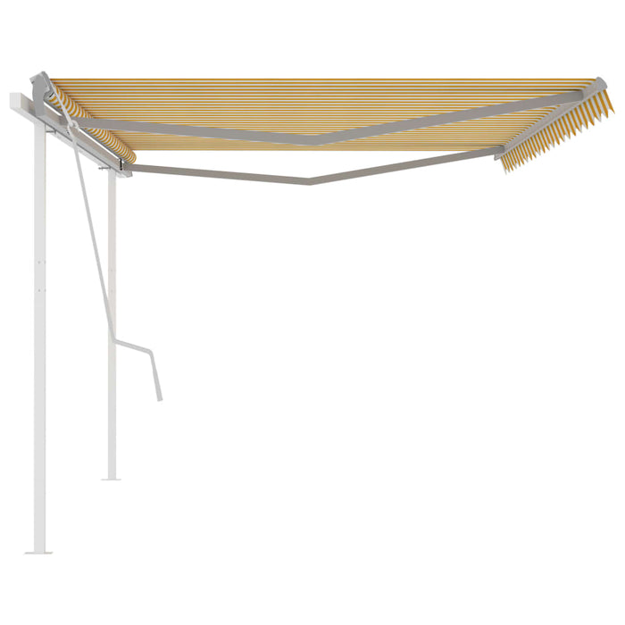 Tenda da Sole Retrattile Manuale con Pali 5x3,5 m Gialla Bianca cod mxl 43728