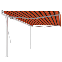 Tenda da Sole Retrattile Manuale e Pali 5x3,5 m Arancio Marrone cod mxl 68354