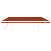 Tenda da Sole Retrattile Manuale e Pali 5x3,5 m Arancio Marrone cod mxl 68354