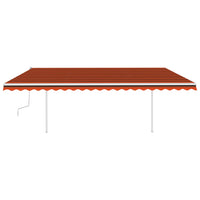 Tenda da Sole Retrattile Manuale e LED 5x3,5 m Arancio Marrone cod mxl 68356