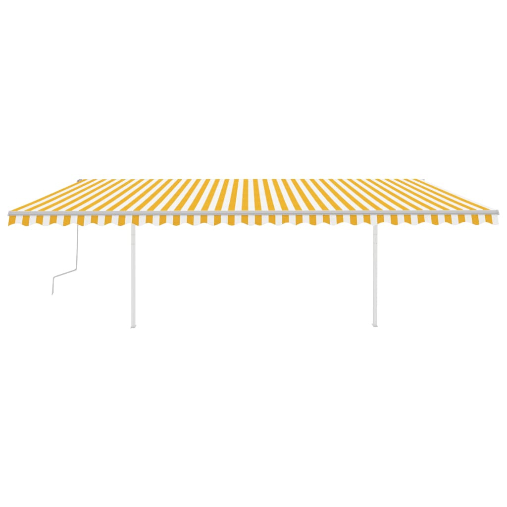 Tenda da Sole Retrattile Manuale con Pali 6x3,5 m Gialla Bianca 3070078