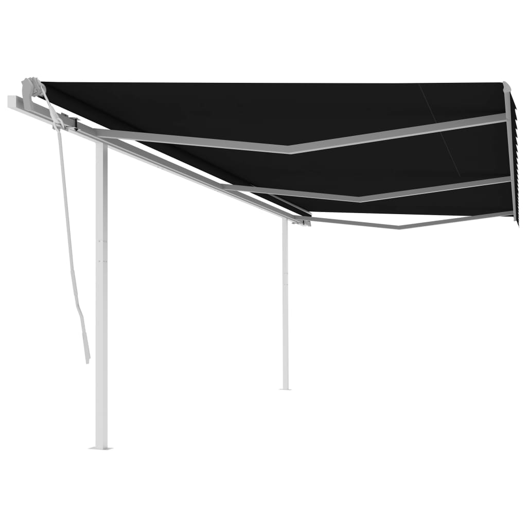 Tenda da Sole Retrattile Manuale con Pali 6x3,5 m Antracite cod mxl 61077