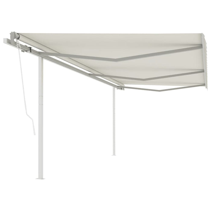 Tenda da Sole Retrattile Automatica con Pali 6x3,5 m Crema 3070087