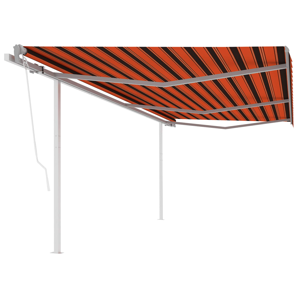 Tenda Retrattile Automatica con Pali 6x3,5 m Arancio e Marrone 3070090