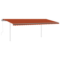 Tenda Retrattile Automatica con Pali 6x3,5 m Arancio e Marrone 3070090