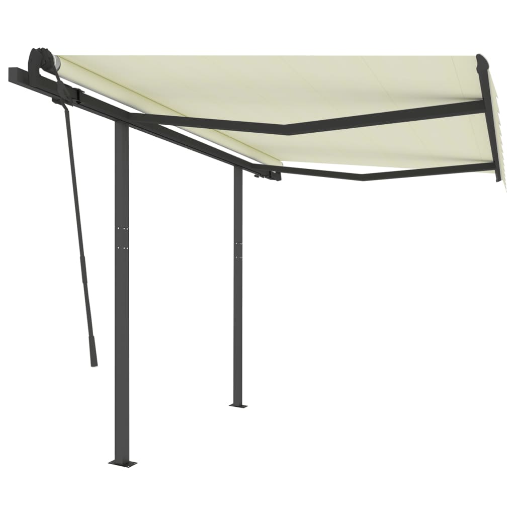 Tenda da Sole Retrattile Manuale con Pali 3x2,5cm Crema cod mxl 67131