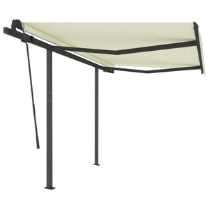 Tenda da Sole Retrattile Manuale con Pali 3x2,5 m Crema