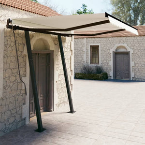 Tenda da Sole Retrattile Manuale con Pali 3x2,5cm Crema cod mxl 67131