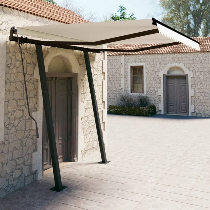 Tenda da Sole Retrattile Manuale con Pali 3x2,5cm Crema cod mxl 67131