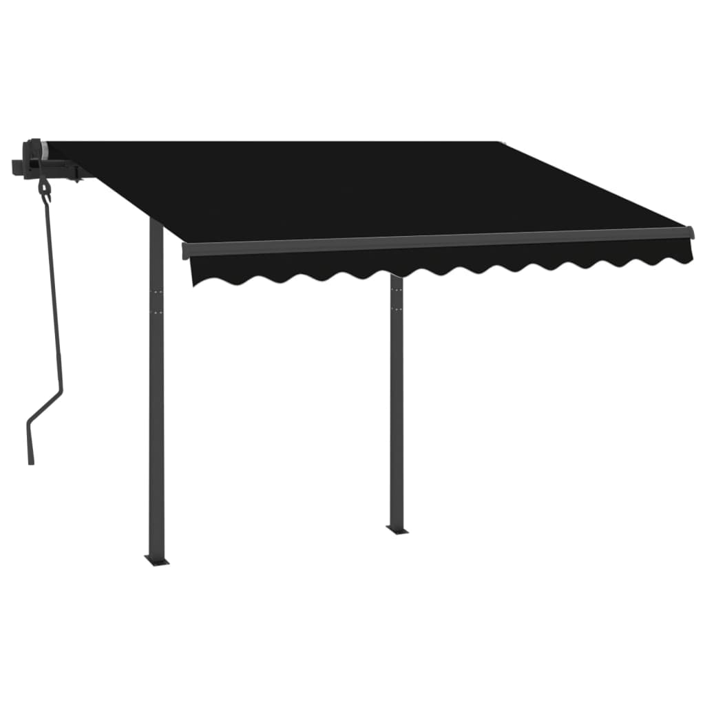 Tenda da Sole Retrattile Manuale con Pali 3x2,5 m Antracite 3070099