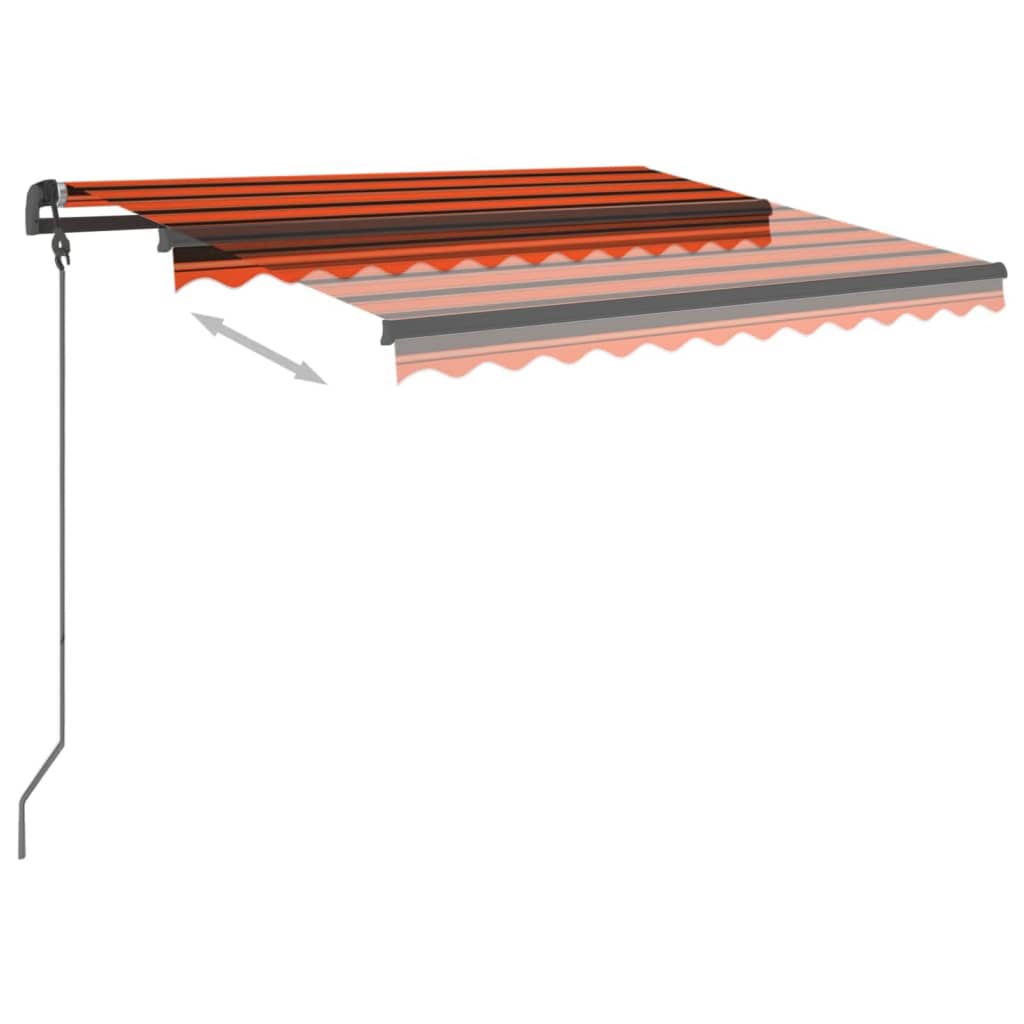 Tenda da Sole Retrattile Manuale Pali 3x2,5cm Arancio Marrone