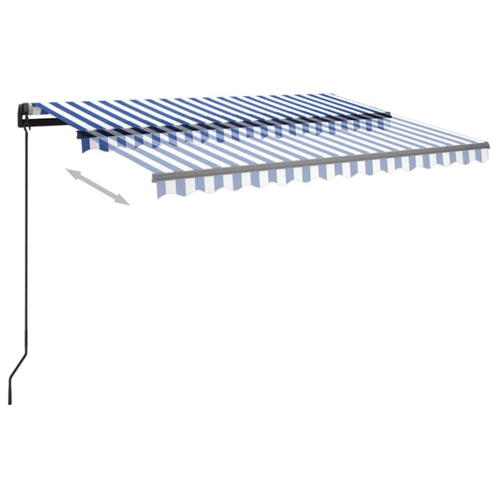 Tenda da Sole Retrattile Manuale con LED 3x2,5 m Blu e Bianco