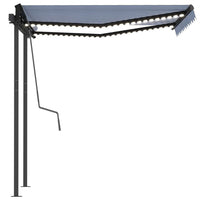 Tenda da Sole Retrattile Manuale con LED 3x2,5 m Blu e Bianco