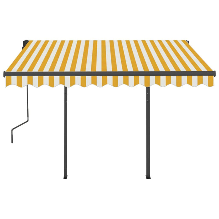 Tenda da Sole Retrattile Manuale con LED 3x2,5cm Gialla Bianca