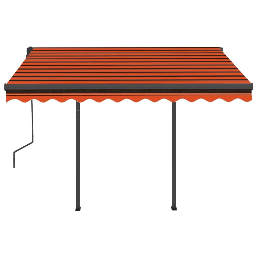 Tenda da Sole Retrattile Manuale LED 3x2,5cm Arancio Marrone