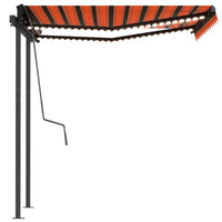 Tenda da Sole Retrattile Manuale LED 3x2,5cm Arancio Marrone