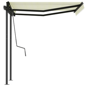 Tenda da Sole Retrattile Automatica con Pali 3x2,5 m Crema 3070107