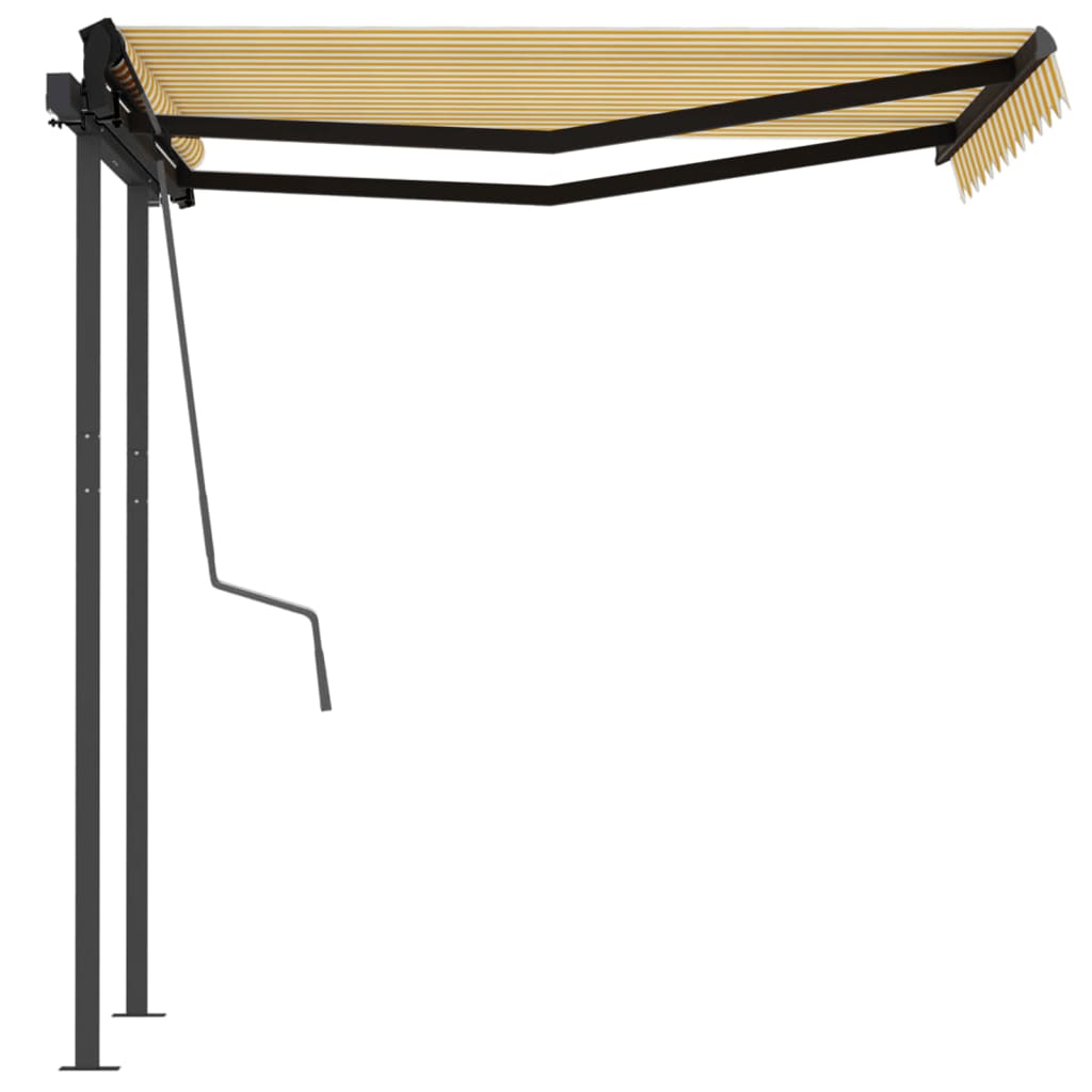 Tenda da Sole Retrattile Automatica Pali 3x2,5cm Gialla Bianca