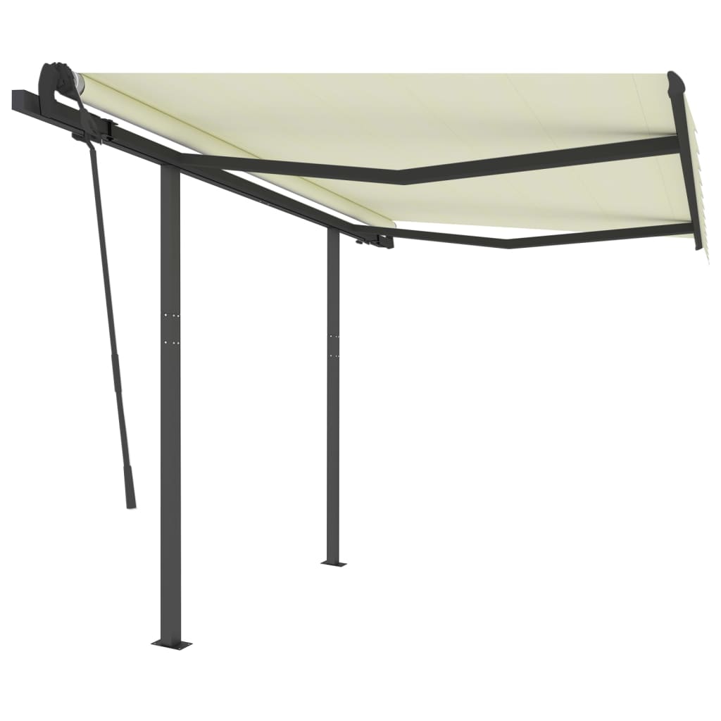 Tenda da Sole Retrattile Manuale con Pali 3,5x2,5 m Crema cod mxl 64782