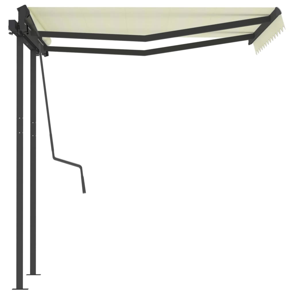 Tenda da Sole Retrattile Manuale con Pali 3,5x2,5 m Crema cod mxl 64782