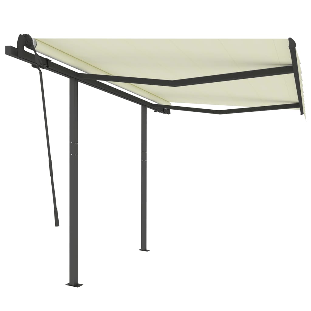 Tenda da Sole Retrattile Automatica con Pali 3,5x2,5 m Crema cod mxl 60723