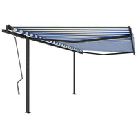 Tenda da Sole Retrattile Manuale con Pali 4x3 m Blu e Bianca 3070136