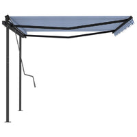 Tenda da Sole Retrattile Manuale con Pali 4x3 m Blu e Bianca 3070136