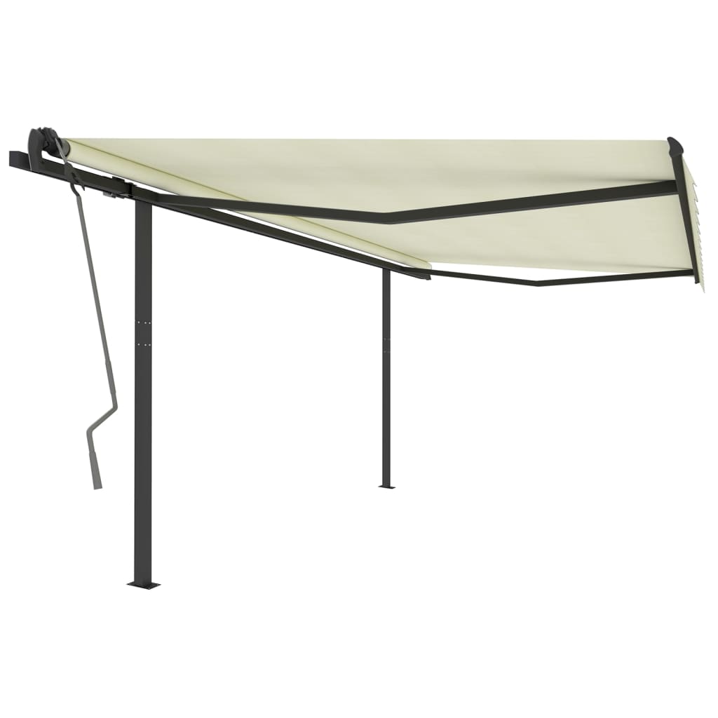 Tenda da Sole Retrattile Manuale con Pali 4x3 m Crema cod mxl 58943