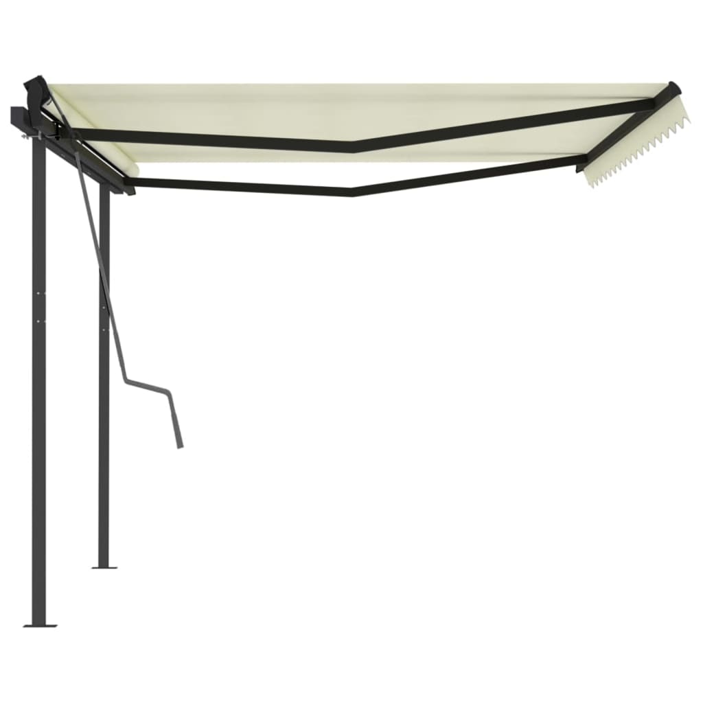 Tenda da Sole Retrattile Manuale con Pali 4x3 m Crema cod mxl 58943