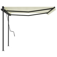 Tenda da Sole Retrattile Manuale con Pali 4x3 m Crema