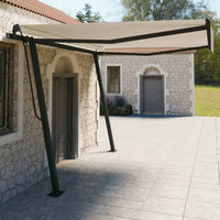 Tenda da Sole Retrattile Manuale con Pali 4x3 m Crema cod mxl 58943