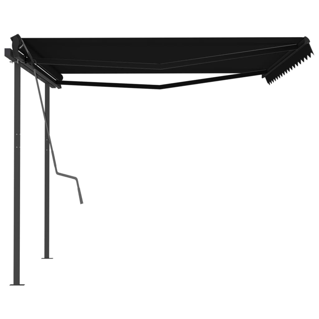 Tenda da Sole Retrattile Manuale con Pali 4x3 m Antracite cod mxl 55641