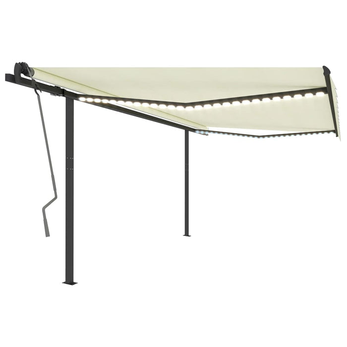 Tenda da Sole Retrattile Manuale con LED 4x3 m Crema cod mxl 43847